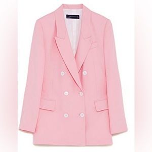 Zara Pink Double Breasted Blazer